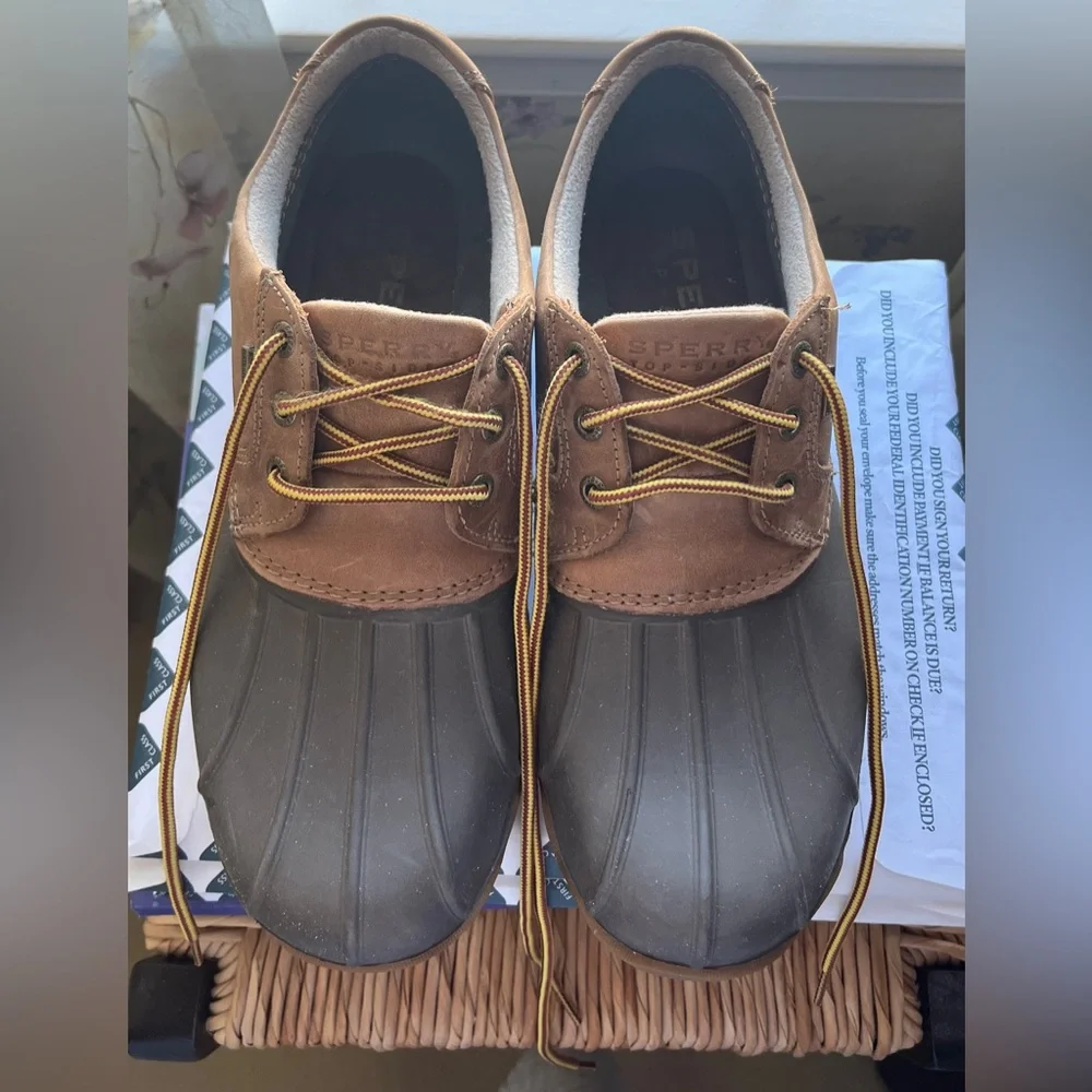 🍒SPERRY 10M Women's / sz 8.5 Men's DUCK SHOES 3-Eye Tie Boots Waterproof Unisex